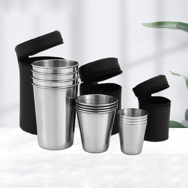 Juego de 4 Vasos de Acero Inox - Whisky Beer And Wine reseña y precio